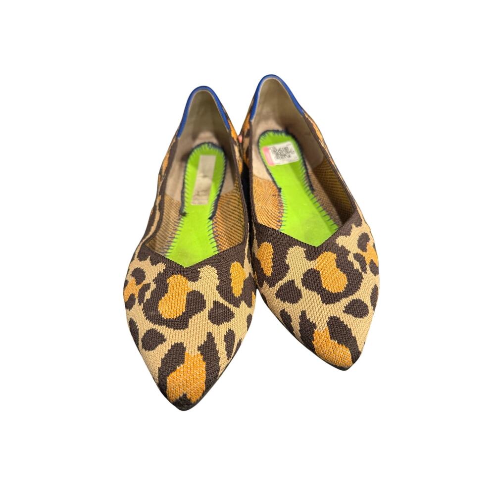 ROTHY’S The Point Leopard Cheetah Animal Print Pointed Ballet Flat Shoes Sz 10